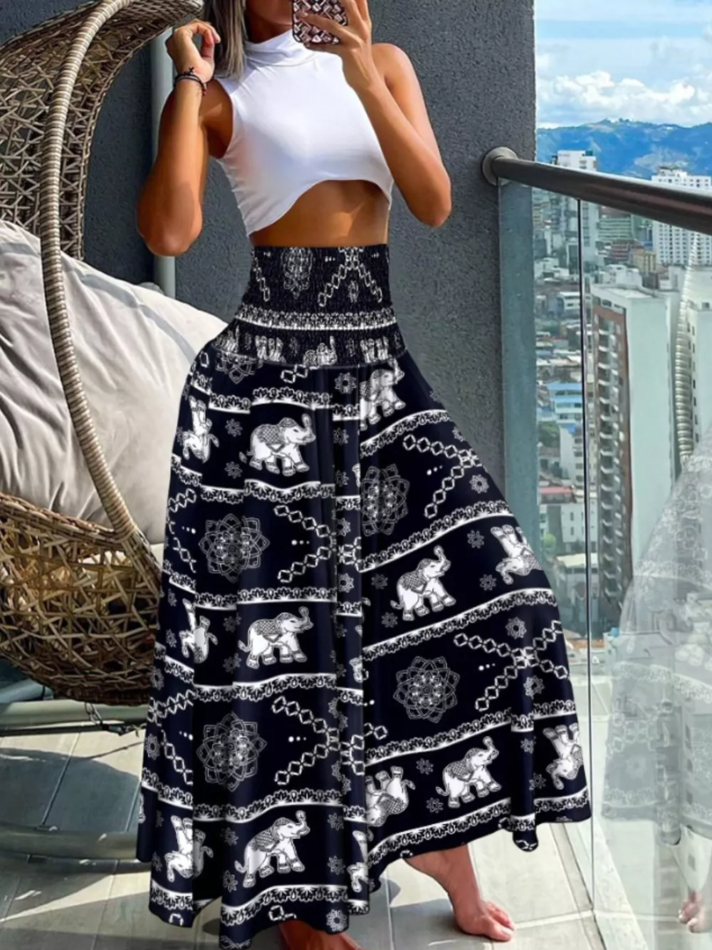 Printed Wide-Leg Pants, image 3