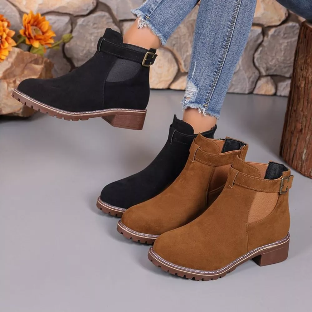 Round Toe Block Heels Boots, image 5