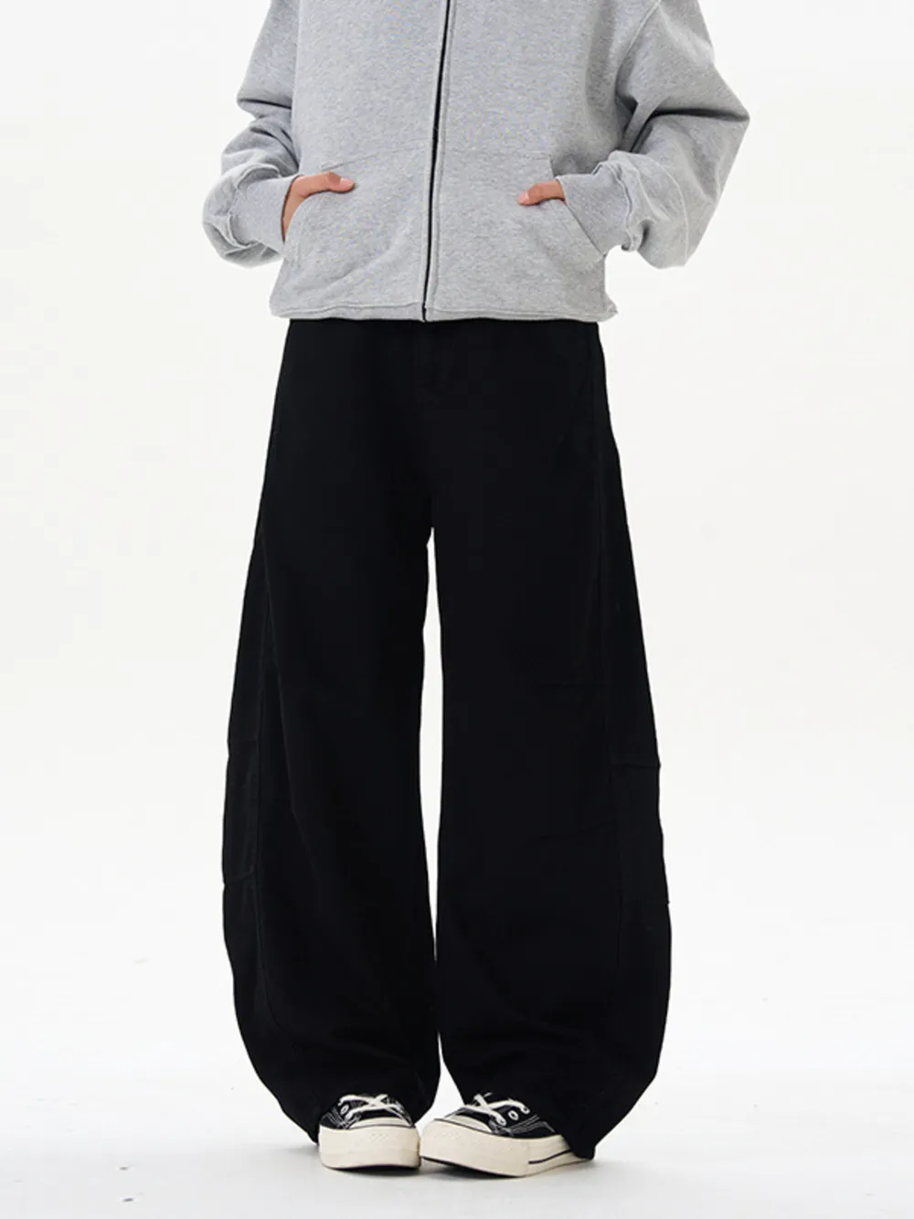 Men's Washed Wide Leg Curved Cargo Jeans, image 4