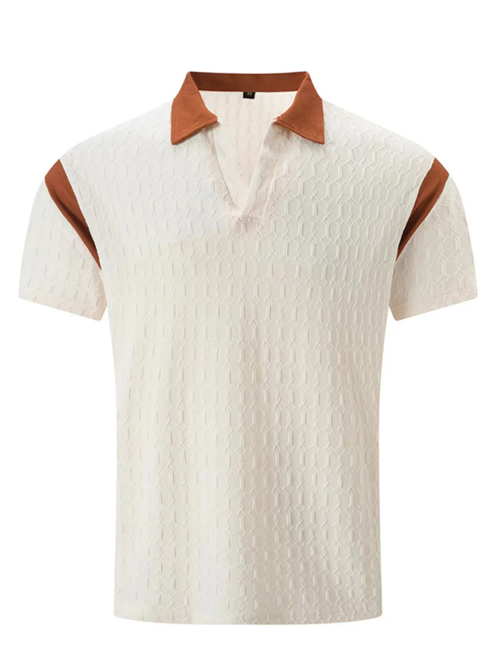 Men's Full Size Textured Short Sleeve Polo Plus Size