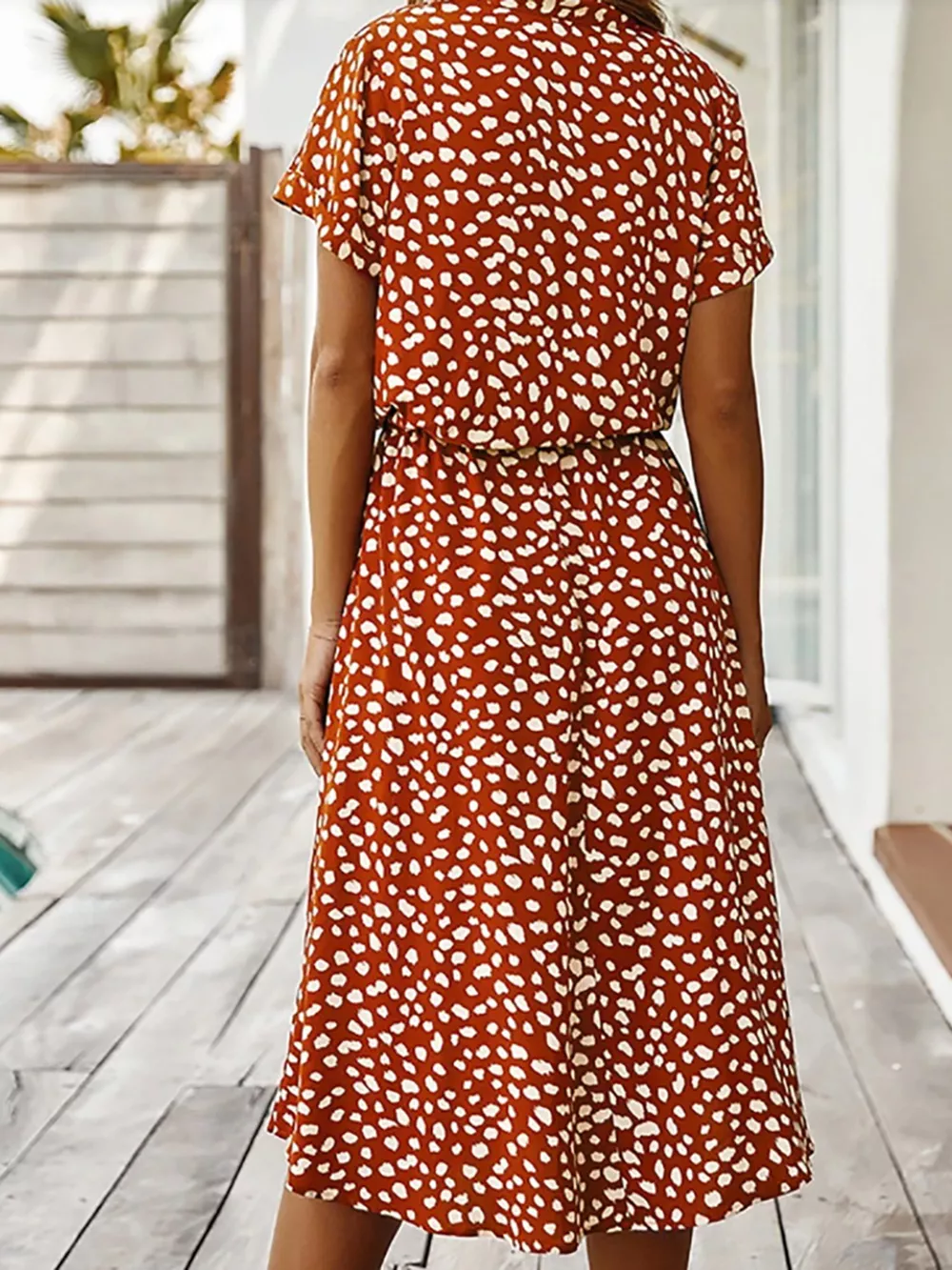 Polka Dot Button Front Midi Dress, image 12