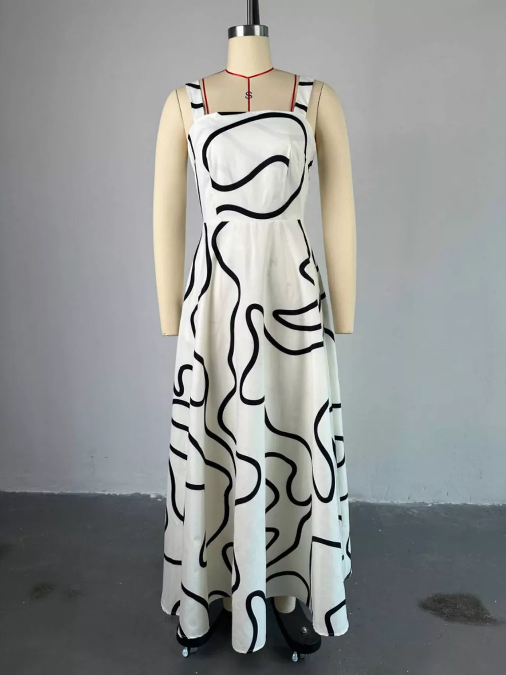 Abstract Print Square Neck Midi Dress, image 3