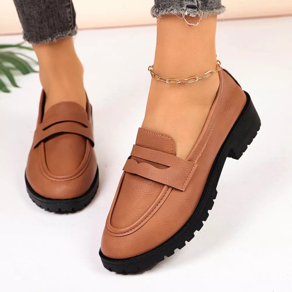 Classic Minimalist Penny Loafers with Chunky Lug Sole, image 8