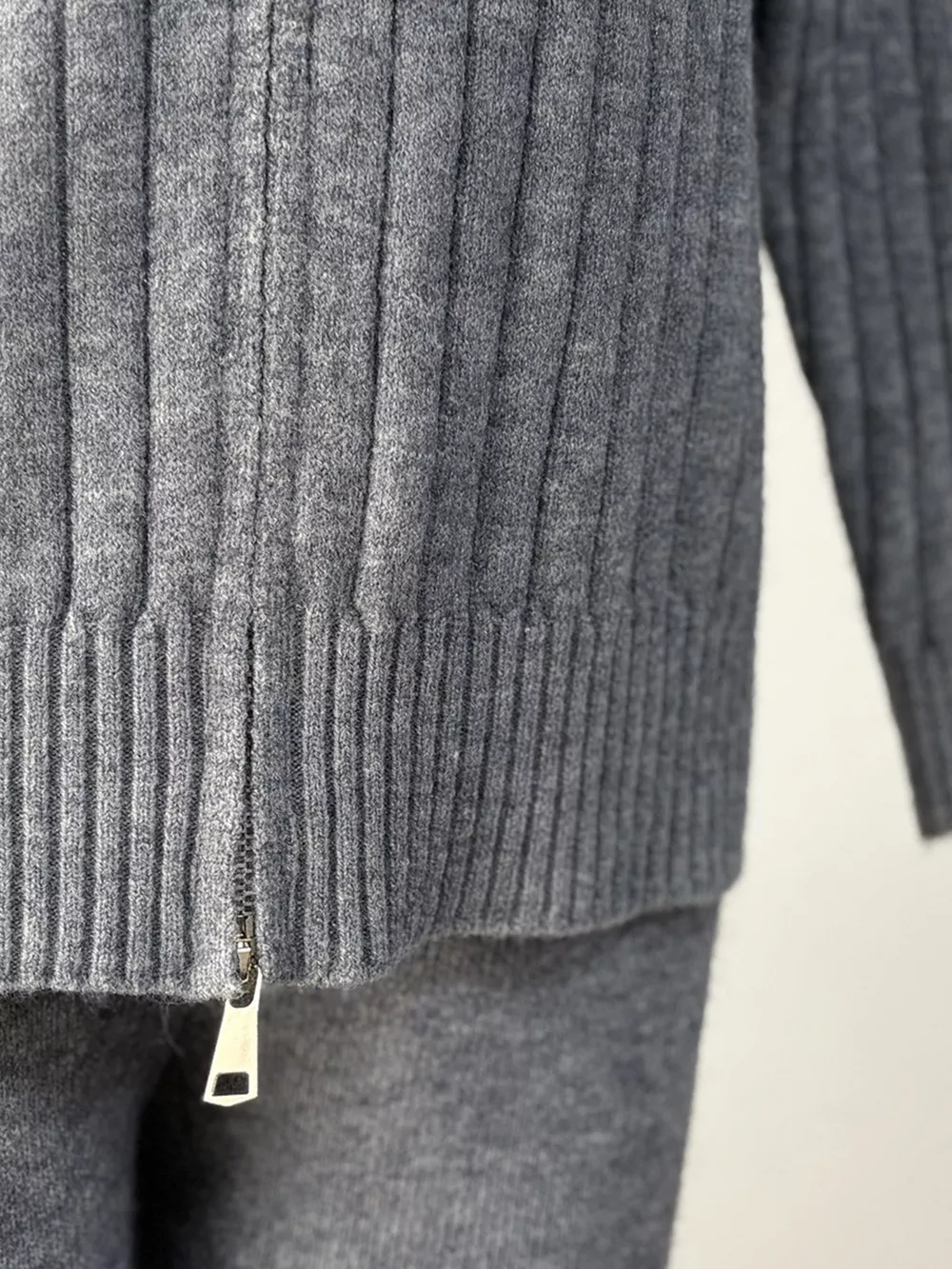 Cozy Ribbed Knit Zip-Up Hoodie and Wide-Leg Pants Sweater Set, image 18