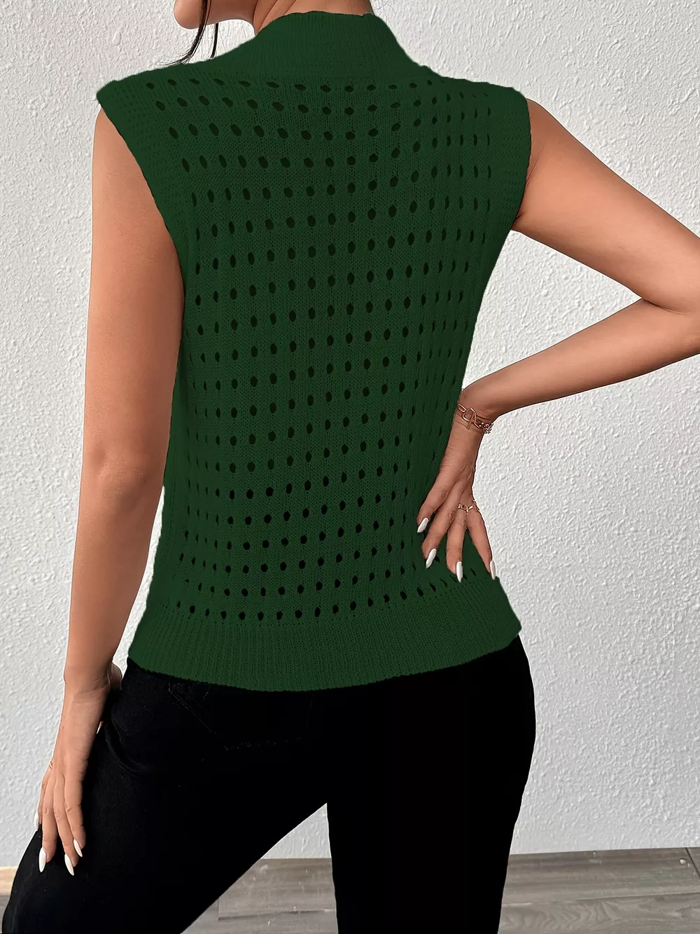 Hollow Out Round Neck Knit Tank, image 15