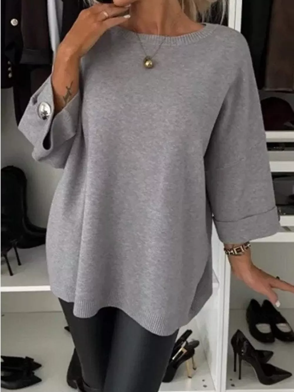 Full Size Round Neck Drop Shoulder Top with Ribbed Trim Plus Size, image 13