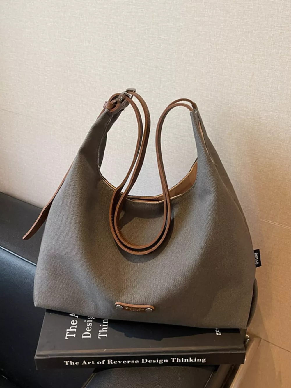 Shoulder Bag with Leather Straps