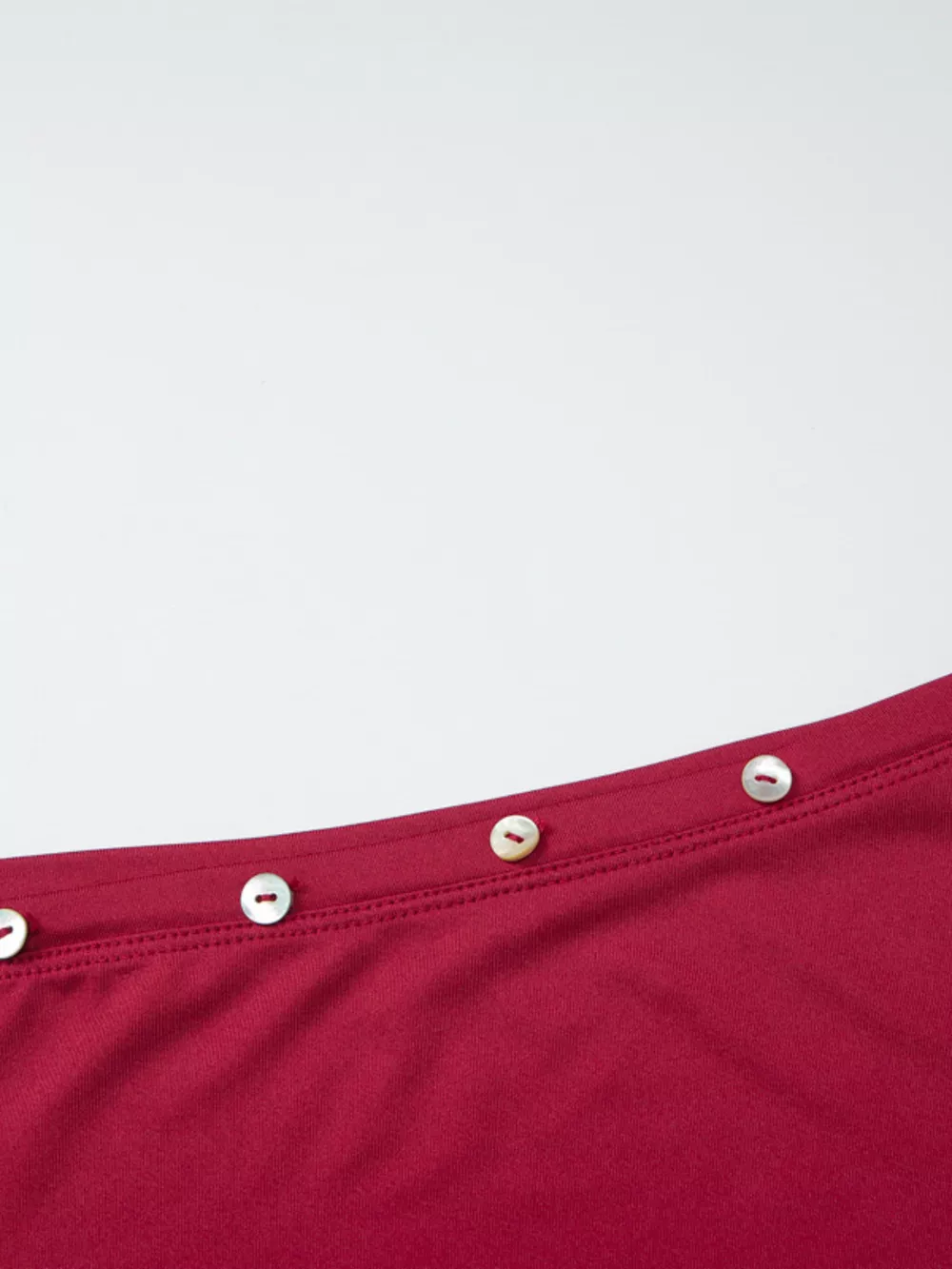 One-Shoulder Button-Decorated Fitted T-Shirt, image 8