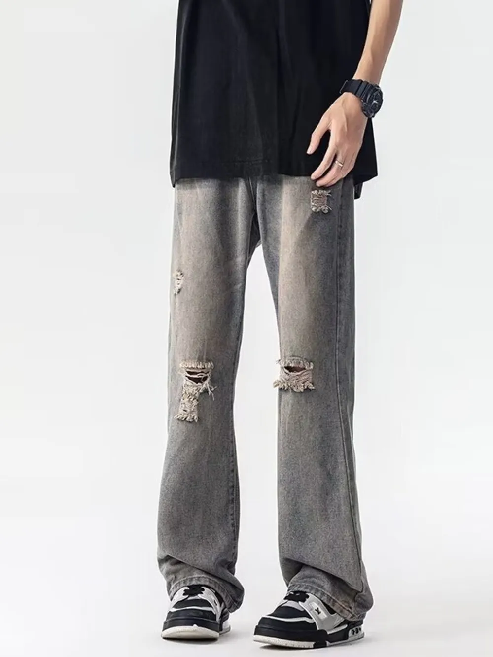 Men's Full Size Distressed Loose Fit Jeans Plus Size, image 3