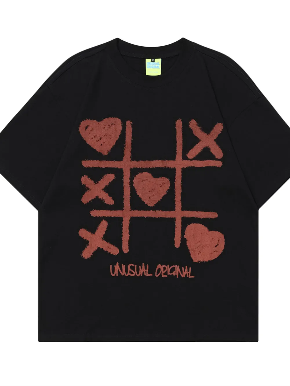 Men's Tic Tac Toe Heart Pattern Round Neck T-Shirt