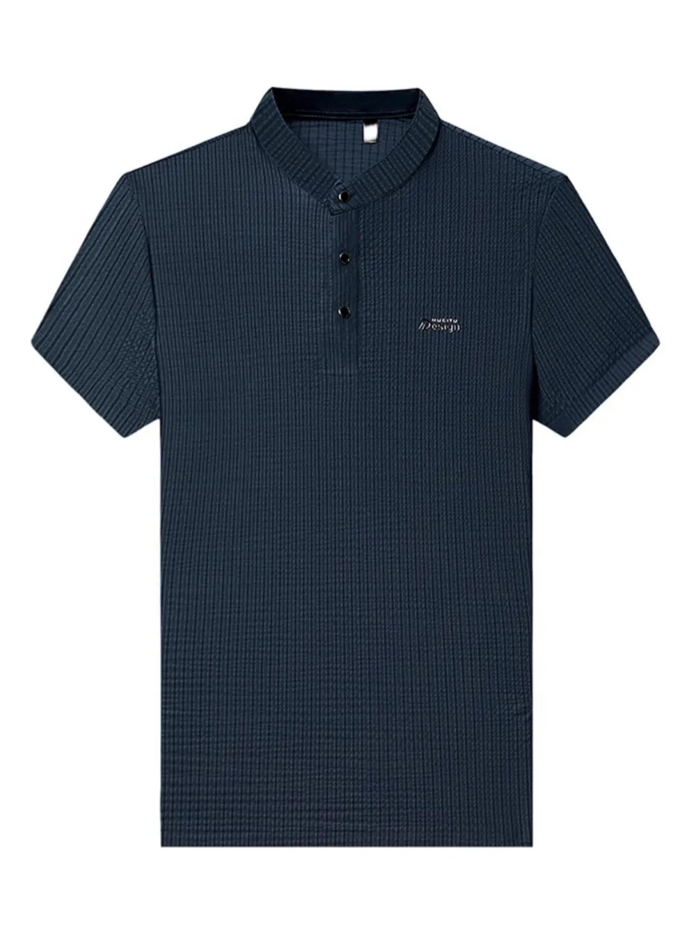 Men's Plus Size Textured Button Detail Short Sleeve Top, image 7