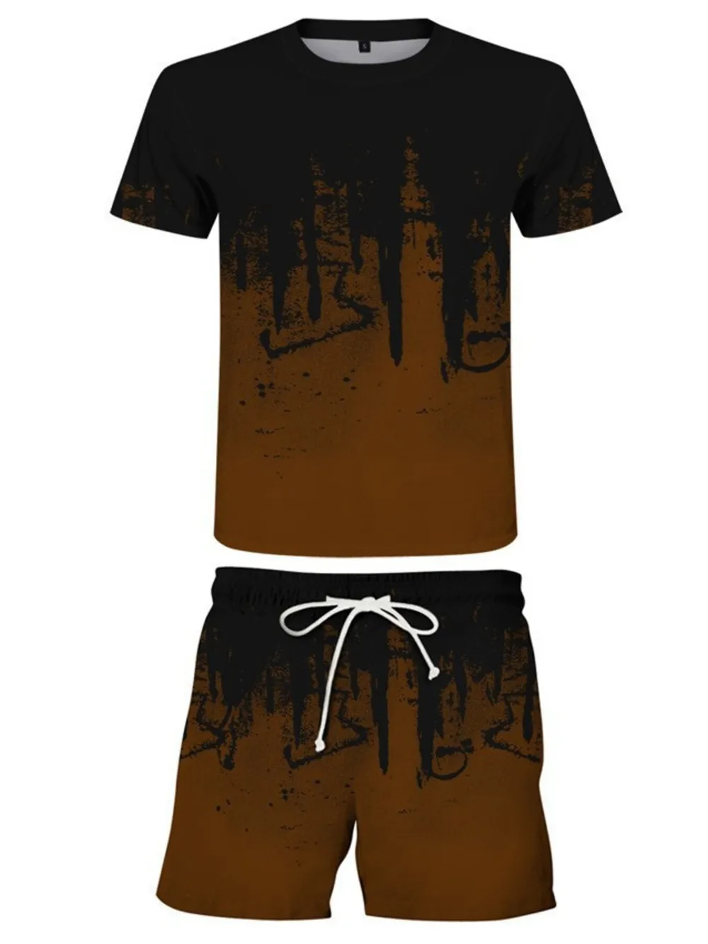 Men's Full Size Printed Short Sleeve Tee and Shorts Set Plus Size, image 3