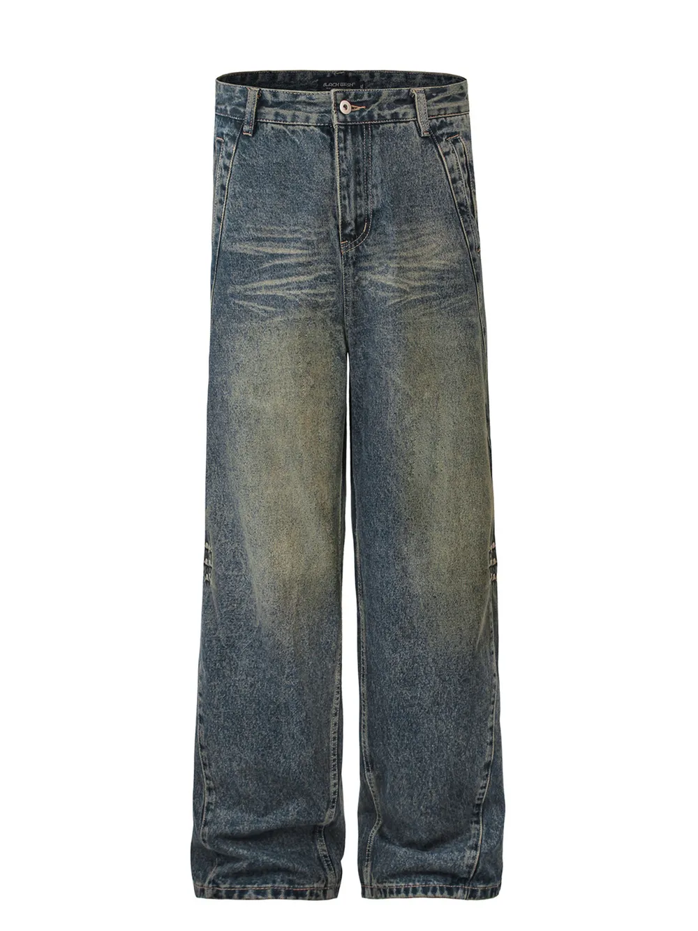 Men's High Waist Washed Straight Jeans, image 2