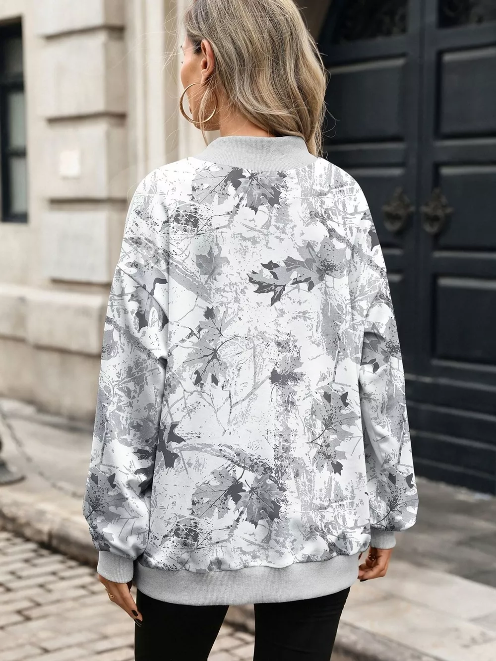 Camouflage Print Mock Neck Sweatshirt, image 11