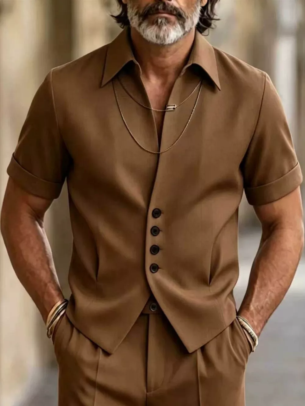 Men's Full Size Slim-Fit Short Sleeve Button-Down Shirt Plus Size, image 2
