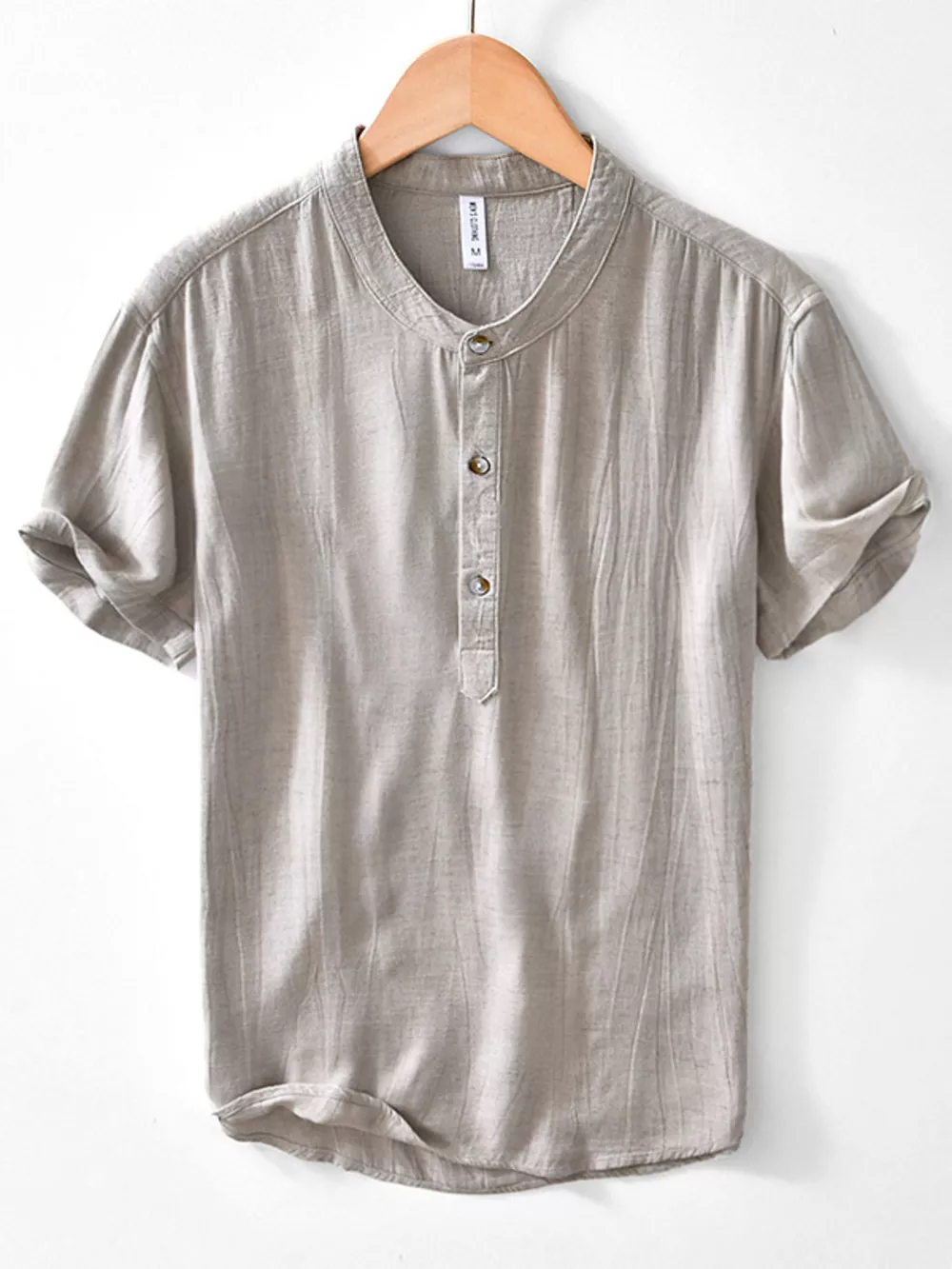 Men's Plus Size Button Detail Short Sleeve Blouse, image 4
