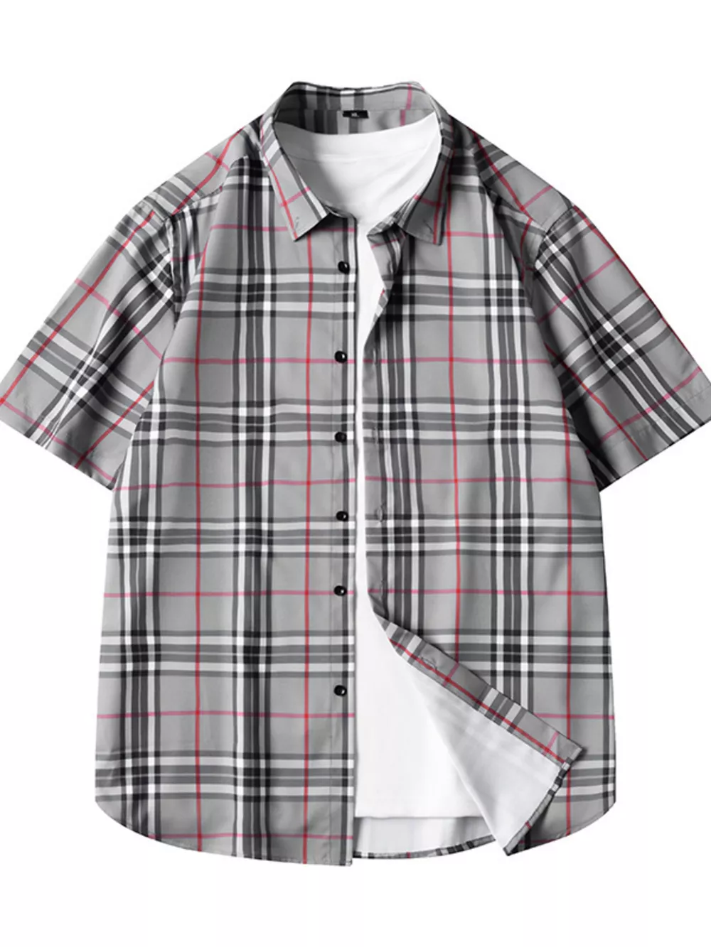Men's Plus Size Classic Plaid Short Sleeve Shirt