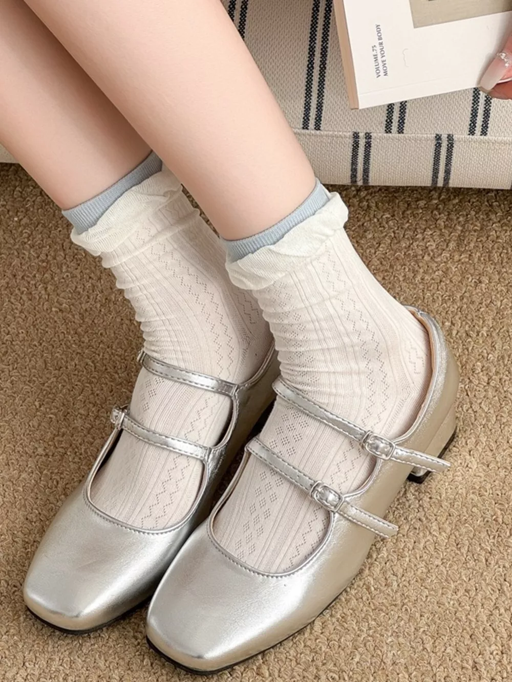 2 Pair Casual Breathable Crew Socks, image 7