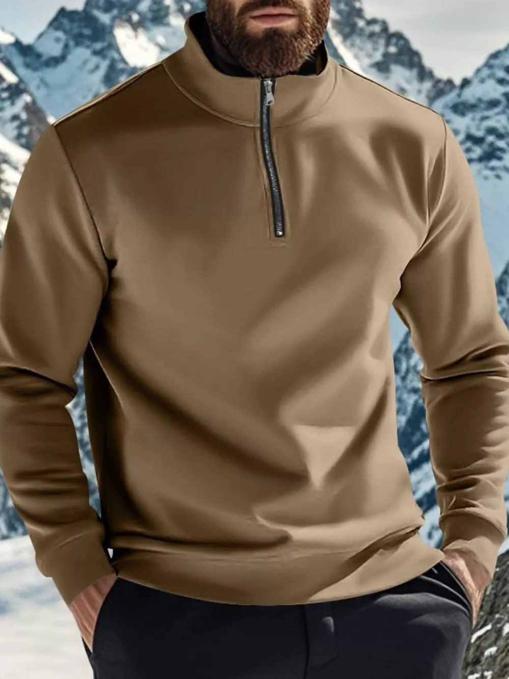 Men's Full Size Solid Color Quarter Zip Sweatshirt Plus Size, image 6