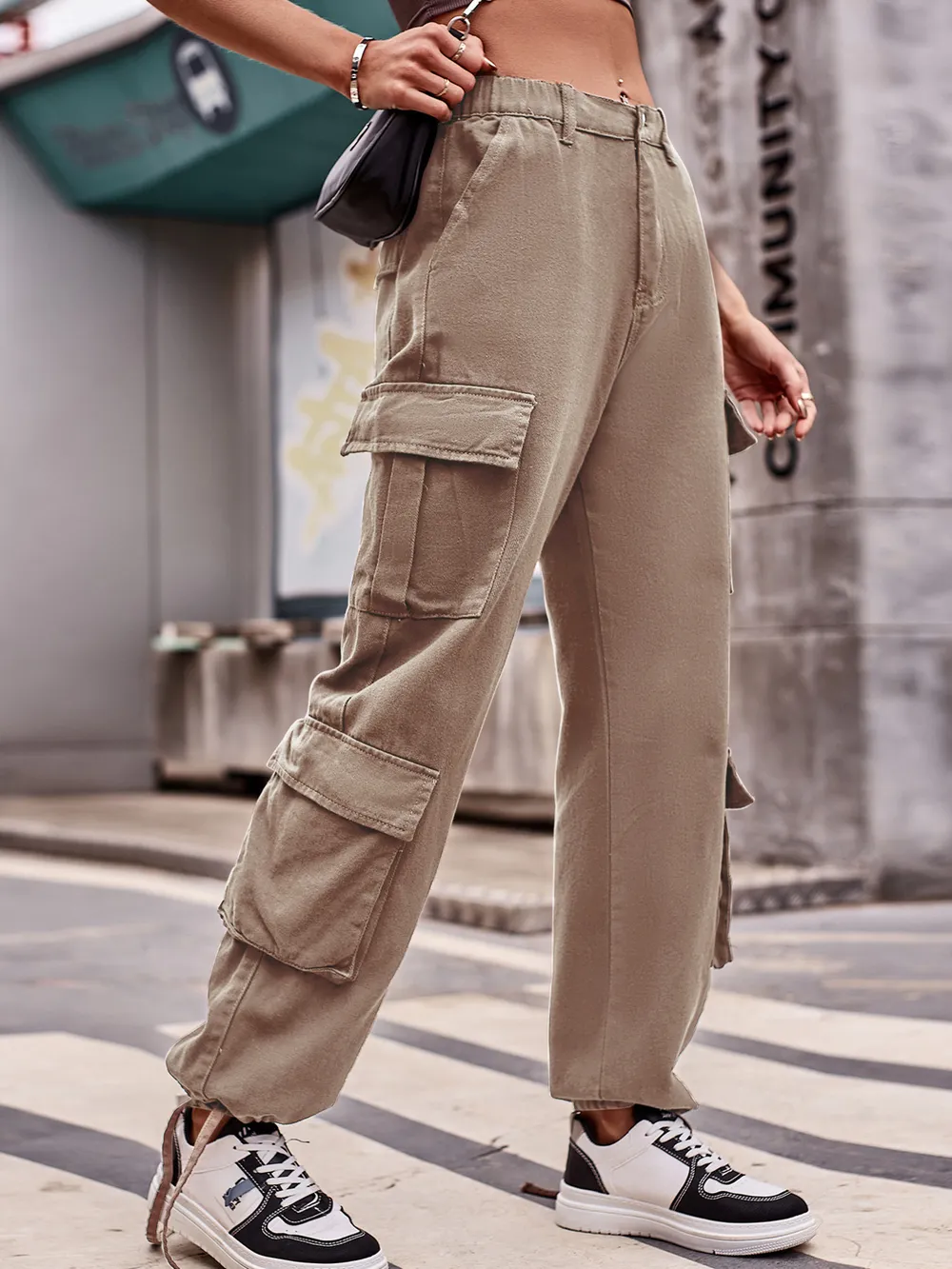 Casual Wide Leg Cargo Jeans, image 5