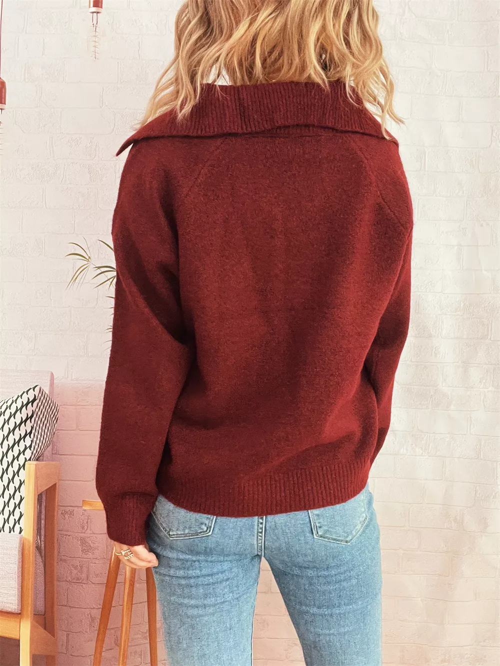 Ribbed Hem Raglan Sleeve Sweater, image 11