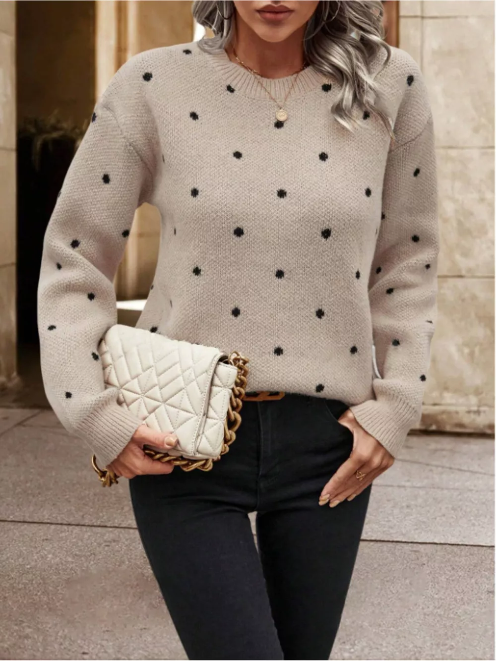 Polka Dot Long Sleeve Sweater, image 3
