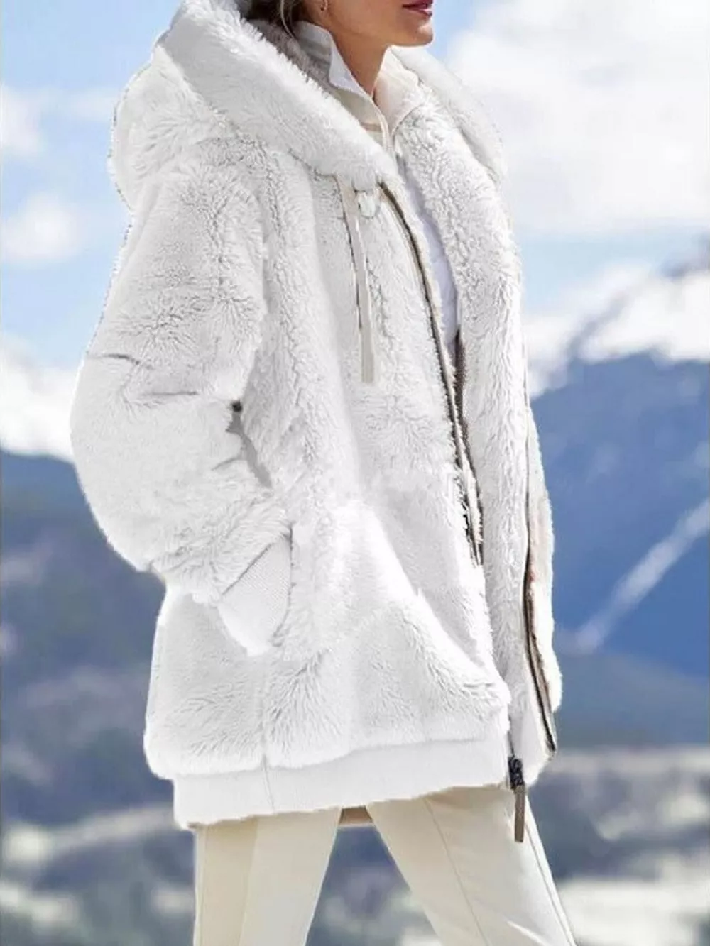 Full Size Cozy Fleece Zip-Up Hooded Jacket Plus Size, image 25