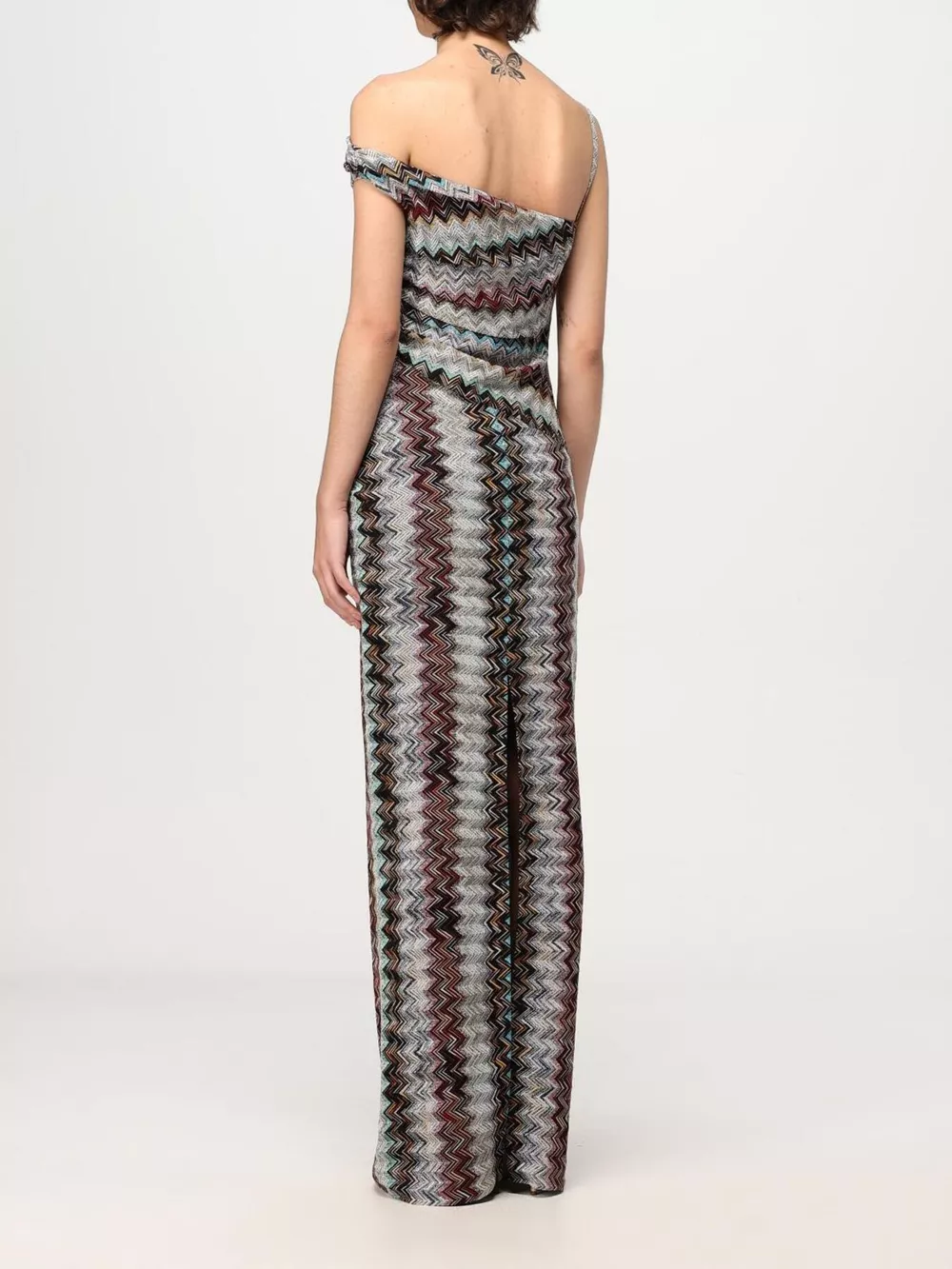 One-Shoulder Zigzag Knit Maxi Dress, image 7