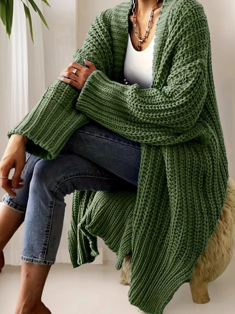 Chunky Knit Open Front Cardigan, image 10