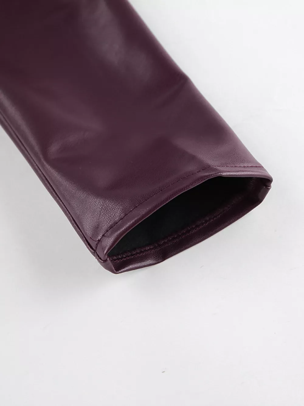 Stand Collar Belted Faux Leather Jacket, image 20