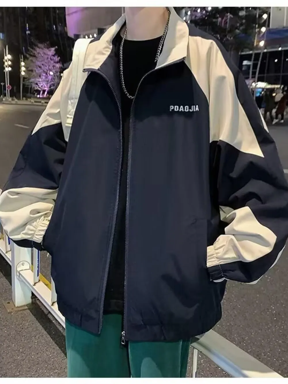 Men's Plus Size Two-Tone Windbreaker Jacket, image 7