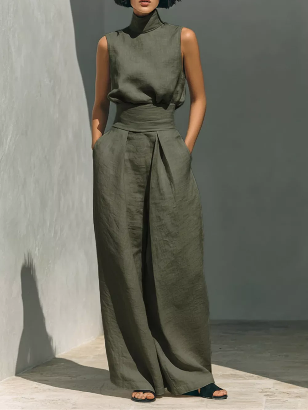 Full Size Sleeveless Wide-Leg Jumpsuit with Smocked Waist Plus Size, image 13