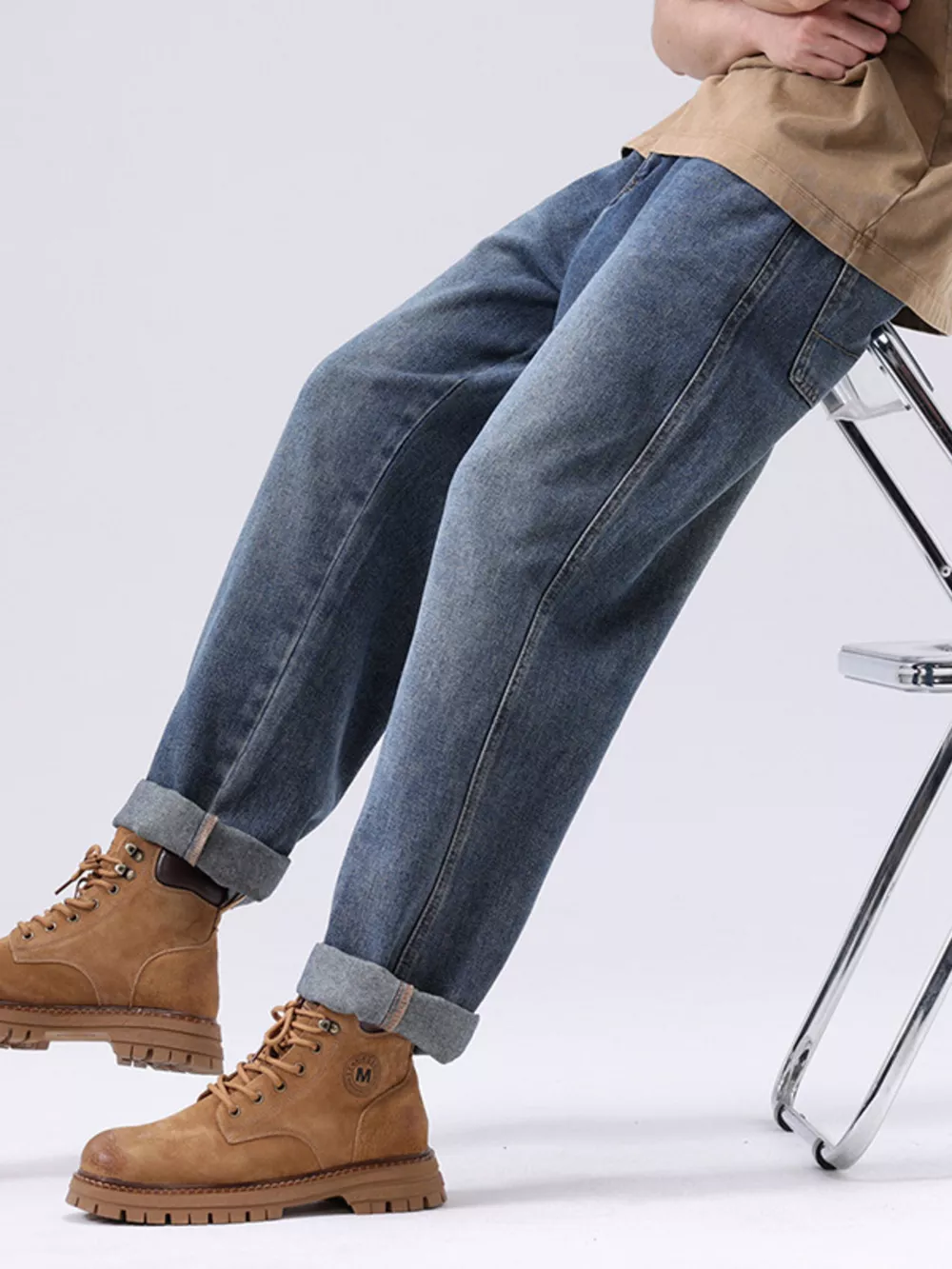 Men's Plus Size Vintage Wash Loose Fit Jeans, image 4