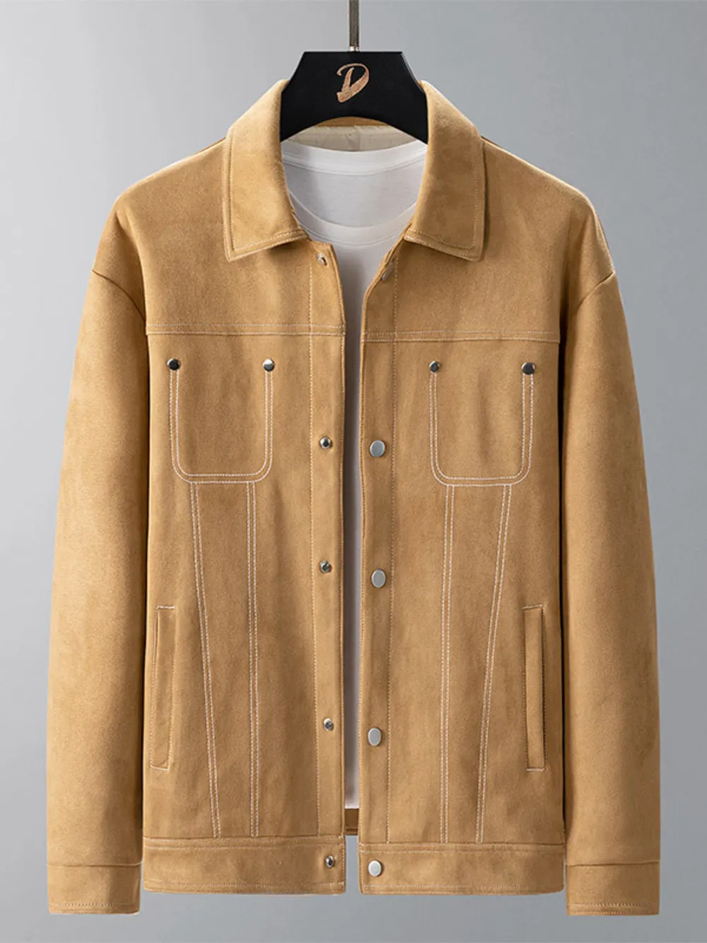 Men's Plus Size Snap Down Long Sleeve Jacket, image 2