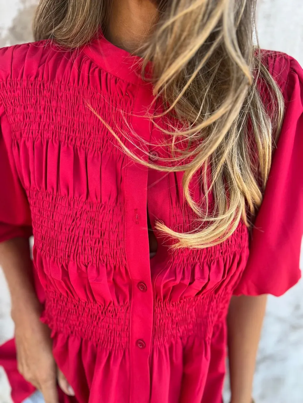 Full Size Smocked Puff Sleeve Blouse Plus Size, image 12