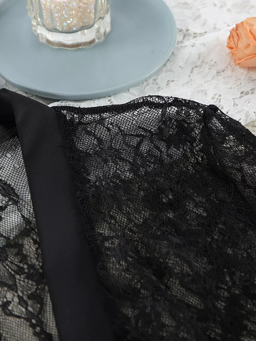 Lace Tube Top & Cardigan and Shorts Three-Piece Lounge Set, image 18