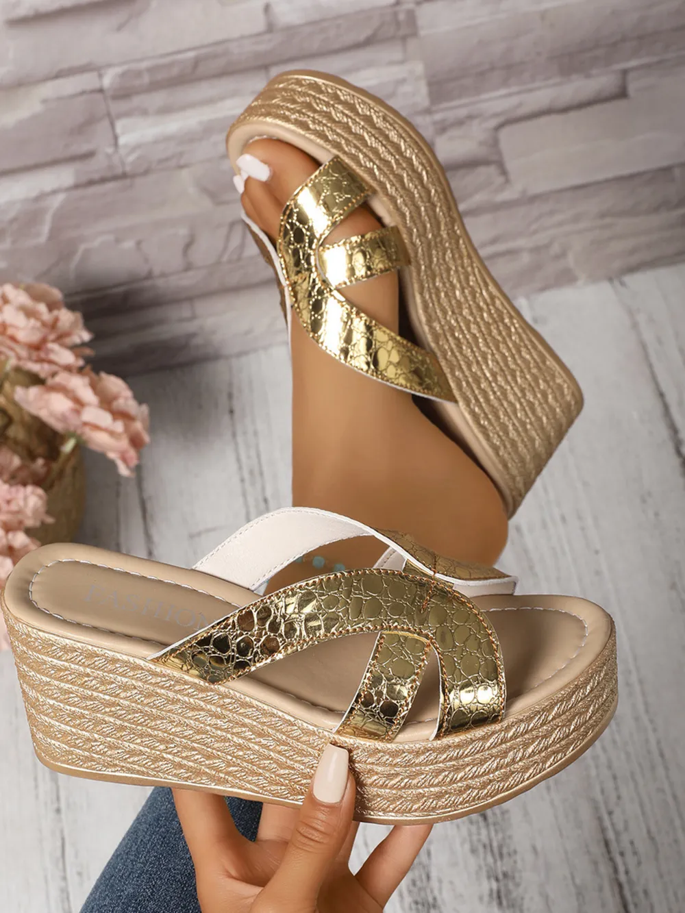 Open Toe Platform Wedge Sandals, image 2