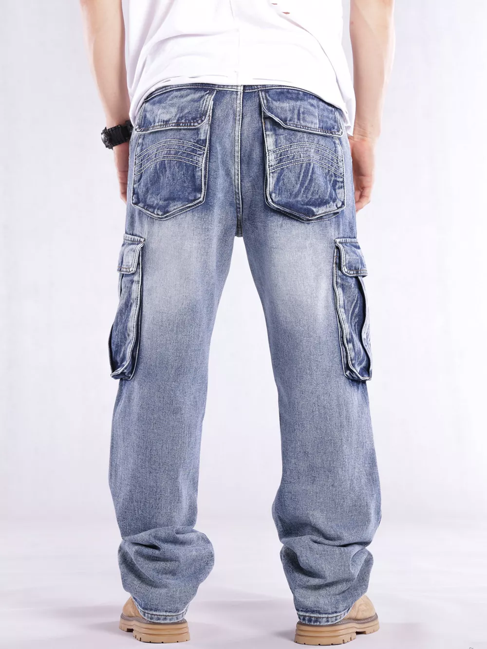 Men's Loose Fit Cargo Jeans, image 11