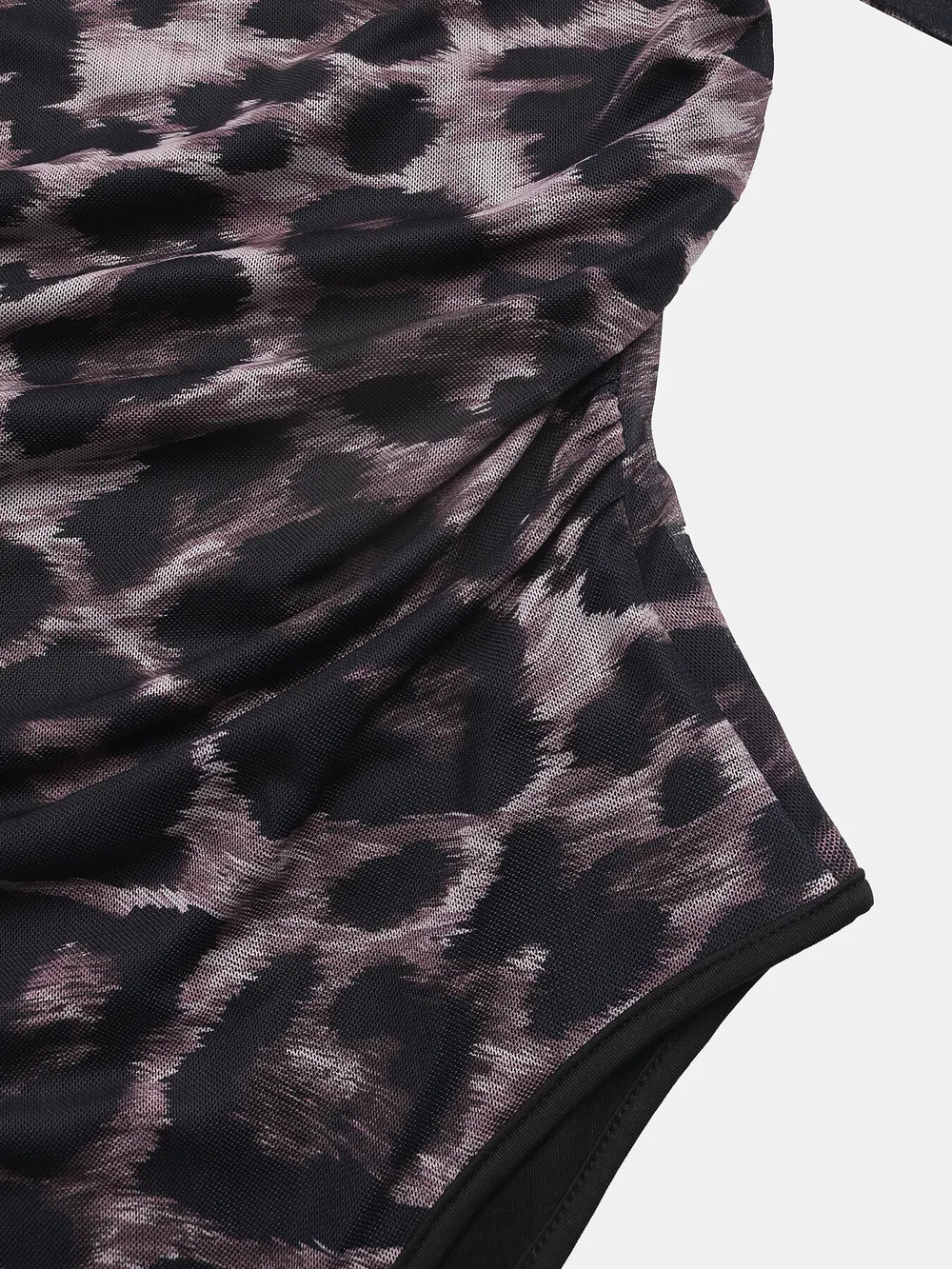 Leopard Print One Shoulder Long Sleeve Bodysuit, image 3