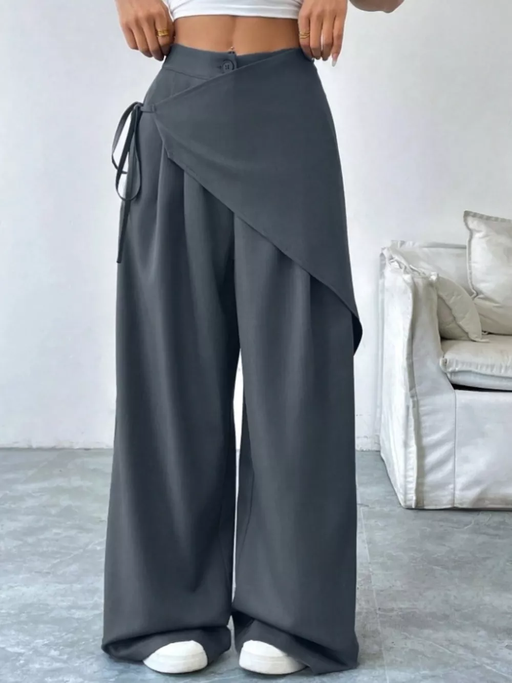 Wrap-Front Wide-Leg Pants, image 4
