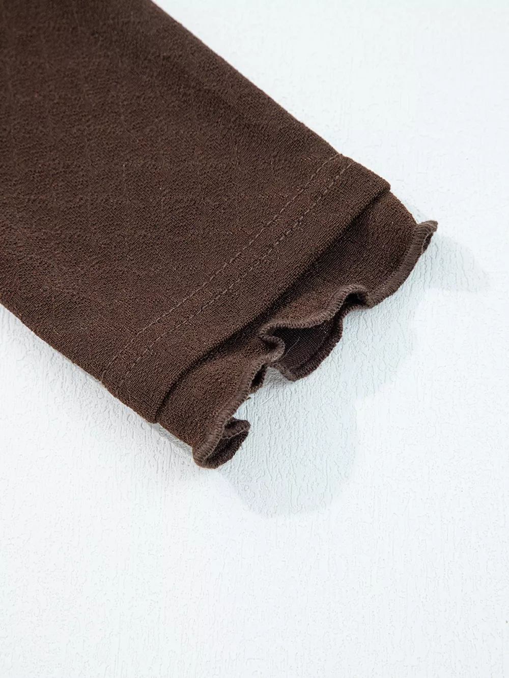 Lettuce Trim Raw Seam Patchwork Jacquard Long Sleeve Top, image 3