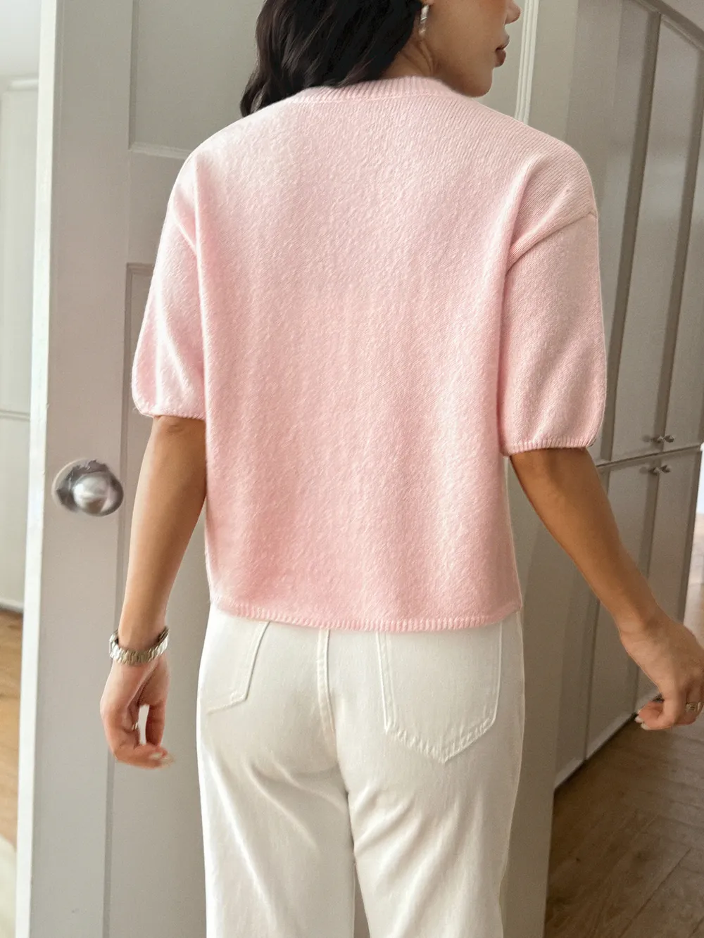 Ribbed Hem Round Neck Sweater, image 8