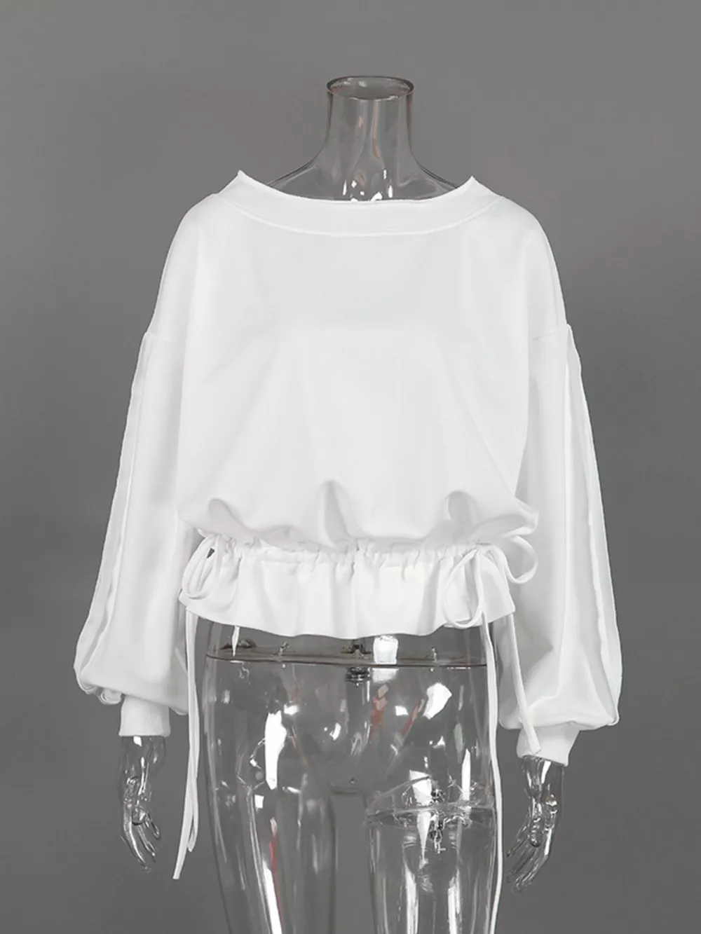 Ruffled Hem One Shoulder Sweatshirt, image 8