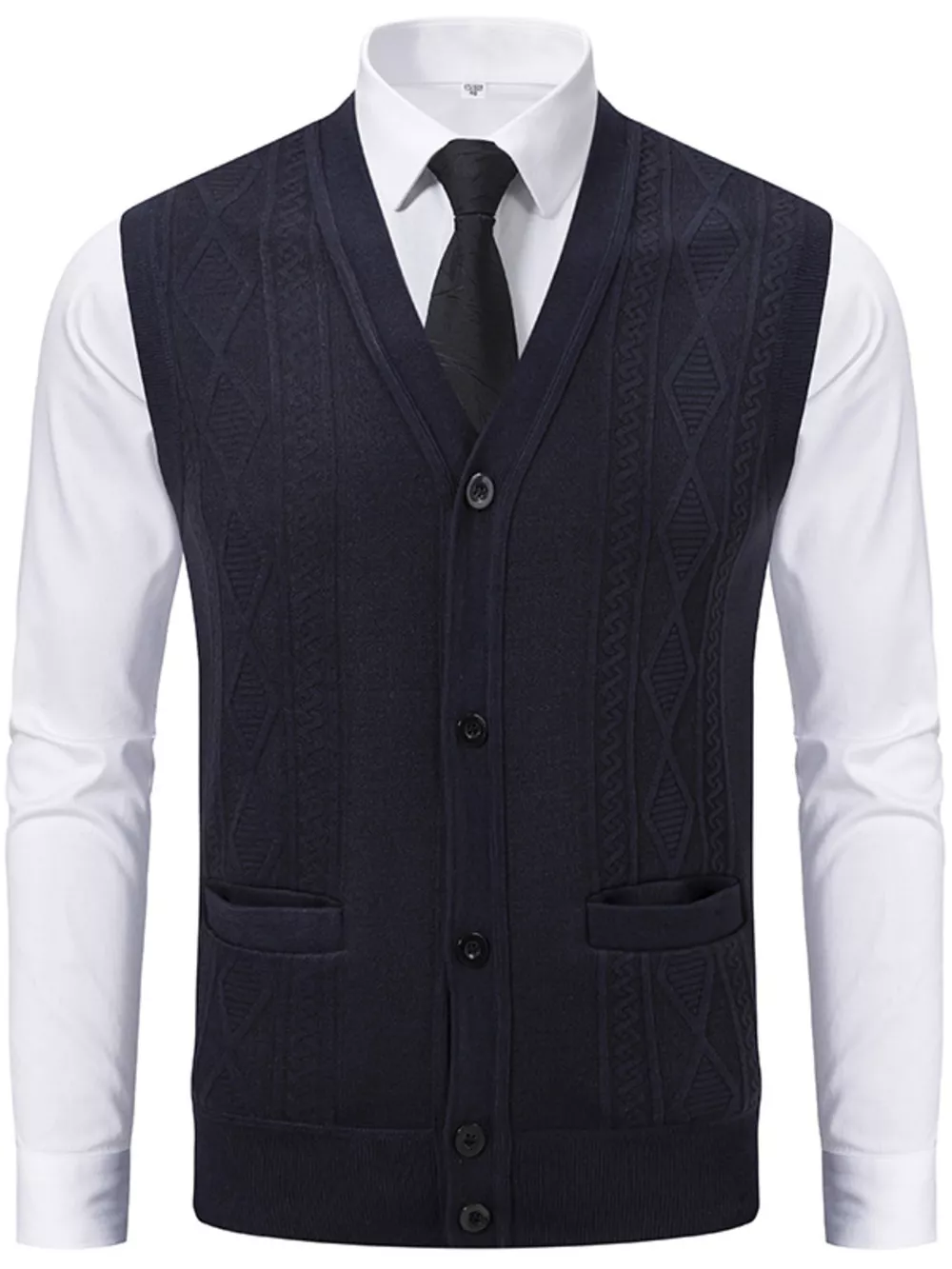 Men's Plus Size Button-Down Sweater Vest, image 2