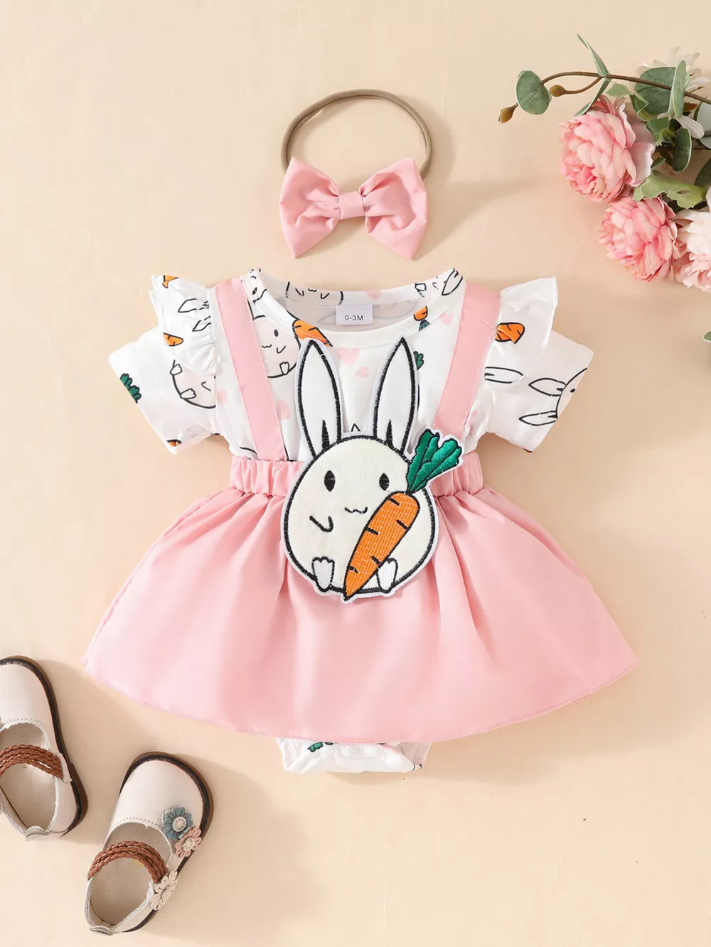 Children's Bunny Applique Short Sleeve Dress, image 3