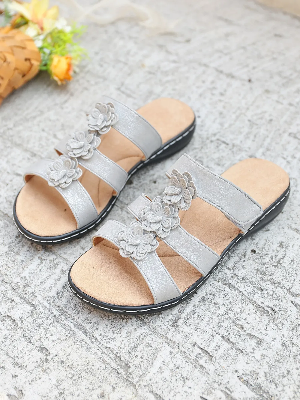 Flower Multi-Strap Flat Sandals, image 21