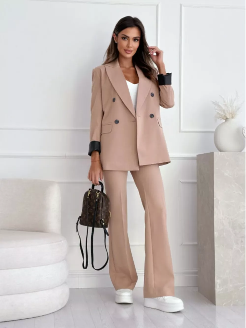 Lapel Collar Long Sleeve Blazer, image 7