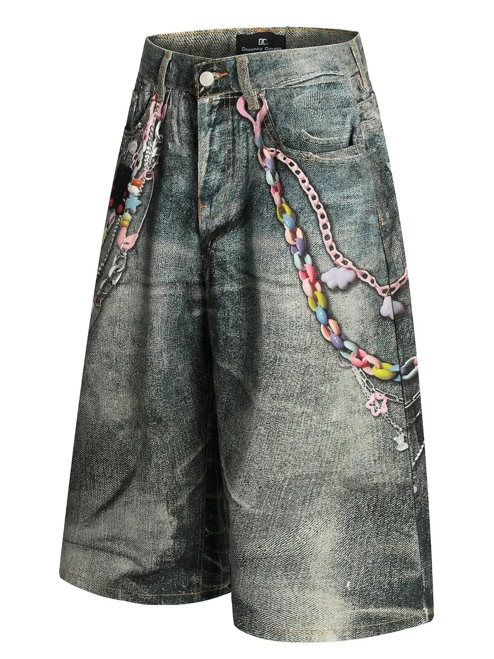 Men's Wide Leg Denim Shorts, image 2