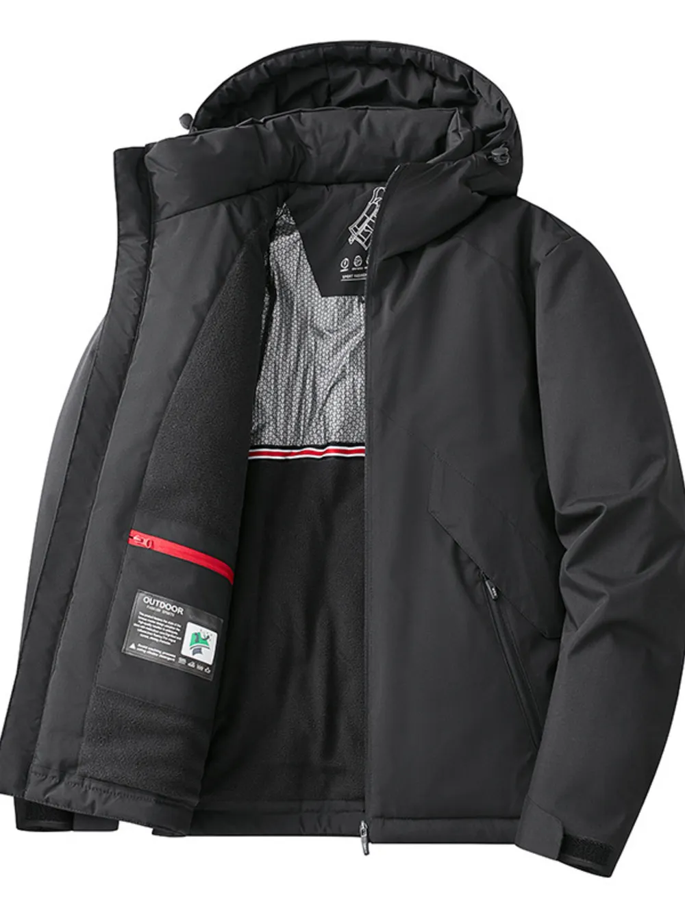 Men's Plus Size Zip Up Hooded Windproof Jacket, image 4