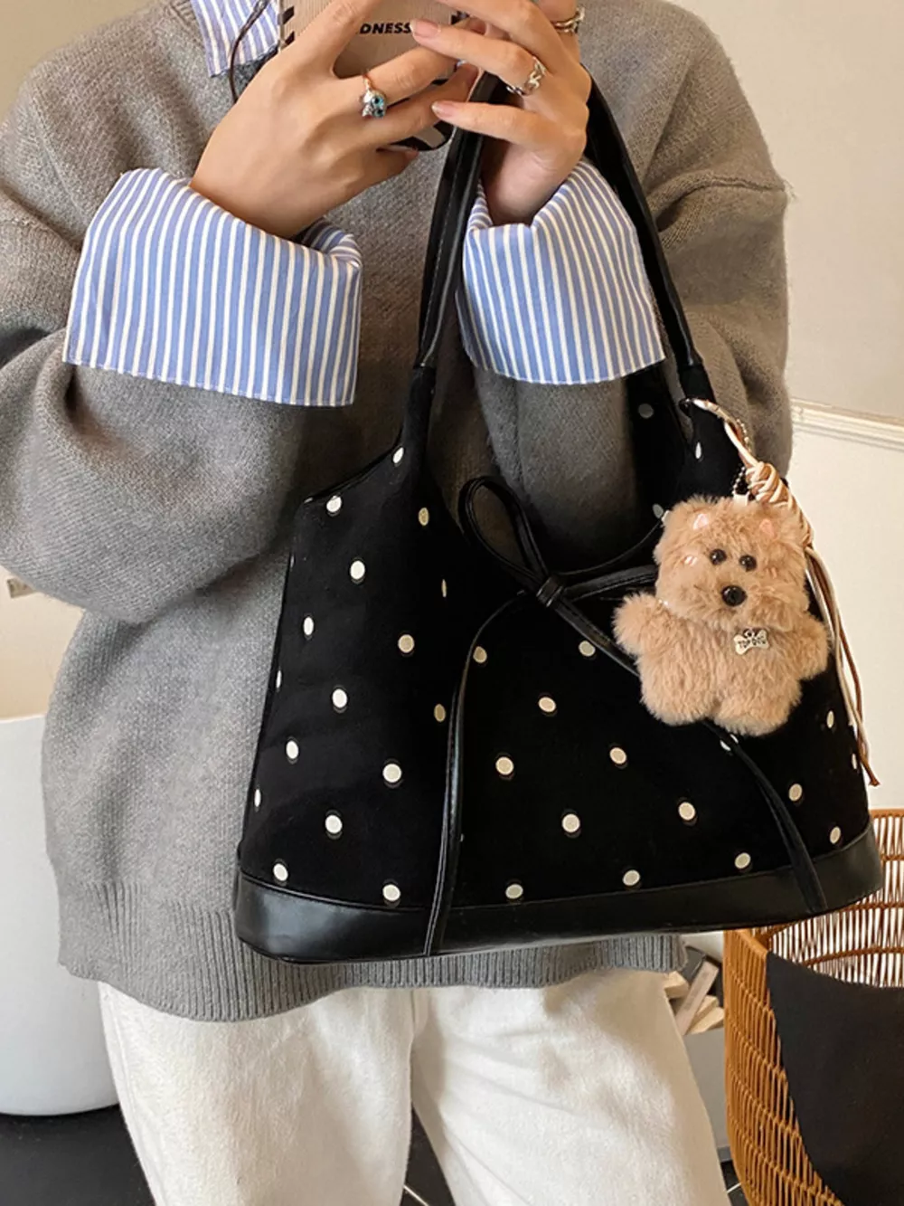 Polka Dot Bow Shoulder Bag, image 7